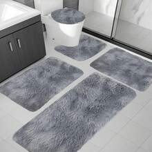 Bathroom Rug Mat Set 3/4/5 Piece, Mixed Color Bath Mat Set, Non-Slip Ultra Soft Carpet Mats, Water Absorbent With U-Shaped Toilet For Bathroom, Tub, Shower, Thick Bathroom Mat, Machine Washable Bath Mat For Bathroom Floor - Gray - View 2