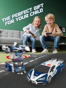 1pc Remote Control Car, Transforming Toy Car Robot, One-Key Transformation Into Robot With Flashing Lights, 2.4GHz 1:18 Scale Transforming Police Car Children's Toy, Remote Control Police Car, Supports High-Speed 360° Rotating Robot Racing Toy, Transforming Remote Control Car Toy, Suitable For 3-4-5-6-7-8-9-10-11-12 Years Old Children's STEM Education Gift, Ideal Toy Car For Boys Christmas/Halloween/Easter/Thanksgiving/Birthday Gift - Multicolor - View 5