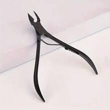 1 Set Black Stainless Steel Manicure Tool Kit, Featuring Pointed Tip Single Spring Design, Includes Cuticle Scissors, Nail Clippers, And Classic Black Handles, Suitable For Men And Women Of All Ages - Black - View 8