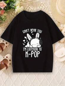 Elegant Round Neck T-Shirt For Girls - 黑色 - 查看 6