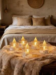 1pc/6pcs/12pcs/24pcs LED Electronic Candle Lights, Romantic Birthday Proposal Decor, Creative Candlelight Atmosphere Desk Decor - Square Candy - View 8