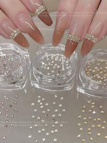 1 Hộp Đá Cubic Zirconia Hình Vuông Nhỏ Lấp Lánh Màu Champagne Đế Phẳng Dùng Làm Trang Trí Móng Tay, Đồ Trang Trí Móng Tay Đính Đá Tự Làm - Nhiều màu - Xem 4