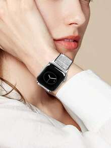 Huastonband 1條編織彈性尼龍透氣舒適運動手錶錶帶 女款 適用於Apple Watch 38/40/41mm, 42/44/45/46/49mm, 適用於Apple Watch配件 Ultra3/2/1/Se/S11/S10/S9/S8/S7/S6/S5/S4/S3/S2/S1, 適合戶外運動健身年輕時尚男女夏季海灘配件假期禮物 - 銀色 - 查看 7