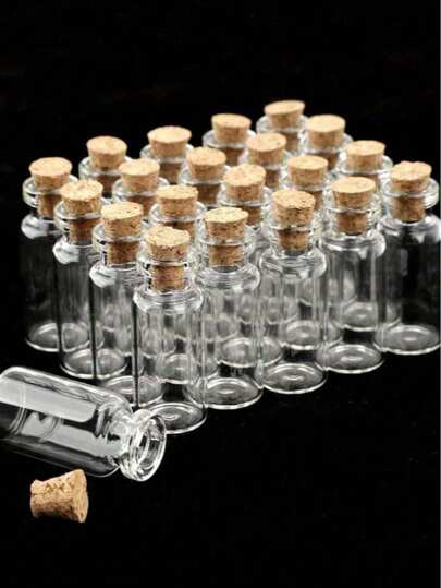 15 piezas Tarros de vidrio mini portátiles con tapas de corcho, botellas de vidrio compactas herméticas, adecuadas para recuerdos de boda, decoración de Halloween, baby shower, regalos de fiesta, manualidades, decoración DIY