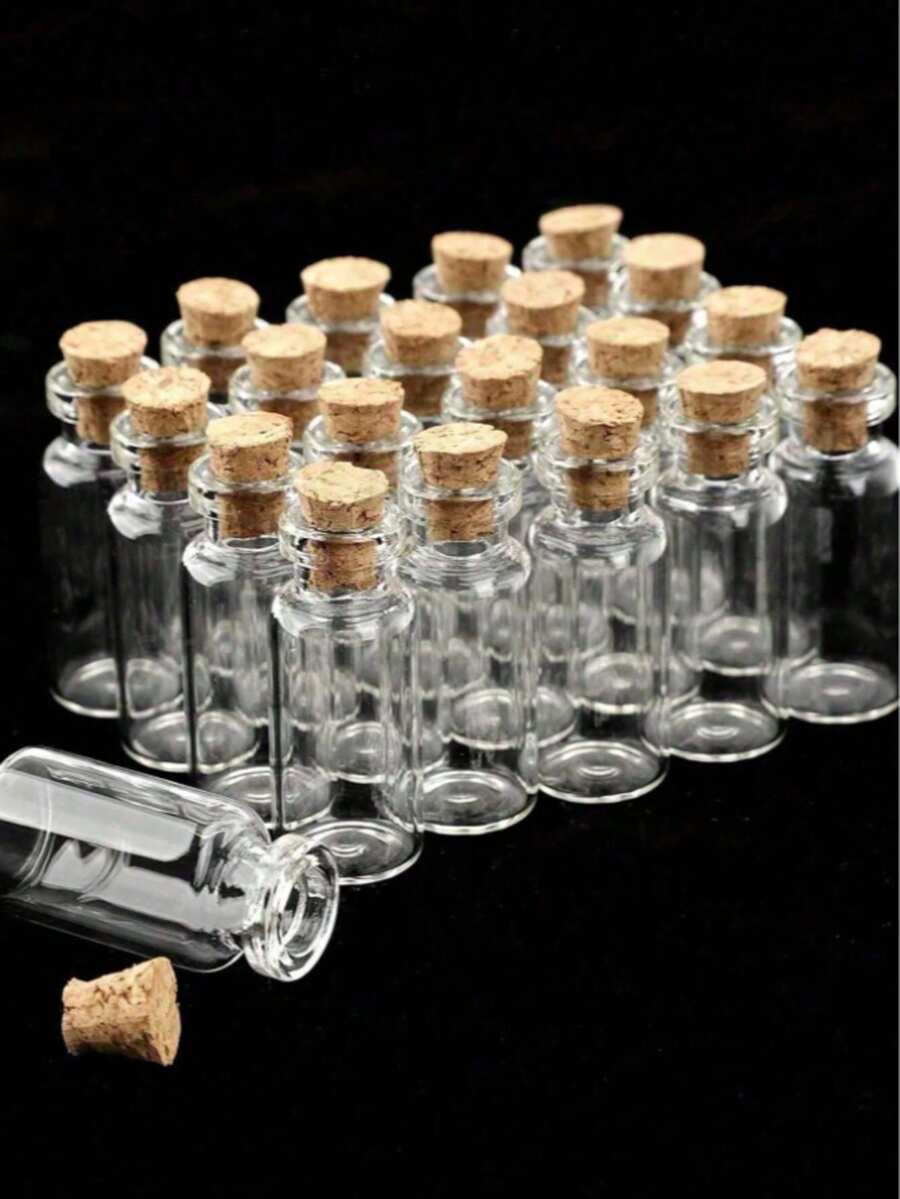 15个便携式迷你玻璃罐,带软木塞盖,密封小巧,适用于婚礼回礼、万圣节装饰、婴儿派对、聚会礼物、工艺品制作、DIY装饰等。 - 彩色 - 查看 1