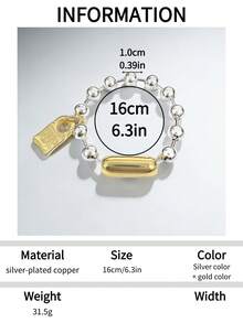 1pc Silver Beaded Pendant Bracelet, Spanish Style Multi-Layer Stackable Bracelet, Suitable For Women, Music Festival, Party, Birthday Gift - Bracelet - View 18