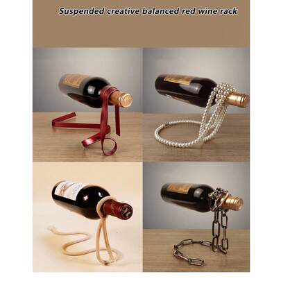 Giá để rượu trang trí bằng dây kim loại, đồ trang trí sáng tạo, quà tặng gia đình, trang trí tủ rượu, thích hợp làm quà tặng cho chồng, cha hoặc anh trai (phù hợp với chai rượu tiêu chuẩn 750ml), quà tặng ngày Valentine, trang trí tiệc/sinh nhật, sử dụng khi cắm trại ngoài trời.