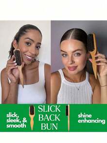 Wooden Handle Bristle Brush - Hair Styling Tool, Used To Smooth Frizzy, Flyaway And Fine Hair, Great For Creating Sleek Ponytails And Buns - Multiple Styles - View 6