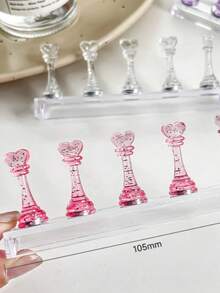1pc Pink Glitter Nail Display Stand, Acrylic Nail Art Practice Holder, Suitable For Painting Nails, Magnetic Practice Stand, DIY Manicure Supplies - Multicolor - View 7