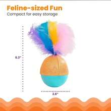 Catstages Whack N' Wobble Ball Intearctive Cat Toy, Weighted Ball With Feathers, Bell, Glitter Fabric &Amp; Catnip Oil, Turquoise - ColorE - 查看 6