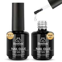 Beetles Gel Nail Glue, 9 In 1 UV Nail Glue For Acrylic Nail Tips, Super Strong Brush On Formula, Base Coat Gel, Ideal Gift For Women, UV LED Light Required - 2 lọ keo dán móng tay dạng gel 15ml - Xem 1