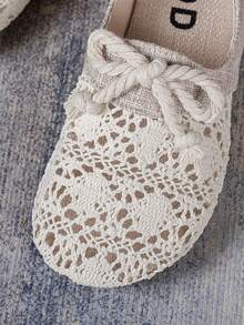 Linen Summer Mesh Shoes New Loafers Bow Knot Woven Women Hollow Flat Shoes, Fashion Comfortable Lightweight Casual Slip-On Flat Shoes Suitable For Daily Commute And Outdoor Wear, Ballet Shoes - Beige - View 8