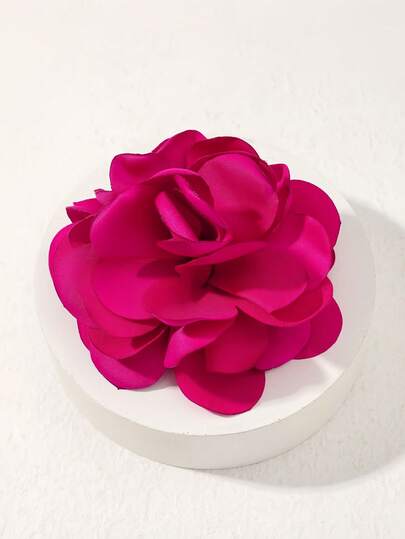 Simple Solid Color Korean Version Handmade Rose Flower Hairpin And Brooch With Burnt Edges, Versatile Hair Accessory For Women, Brooch Hair Accessory For Women, Claw Clips