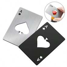 Beer Bottle Dispenser Bottle Opener Poker Creative Pocket Metal Multi Functional Credit Card Bottle Opener Spades A Stainless Steel - Multicolor - View 2