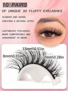 10对D型卷翘俄式假睫毛，自然浓密，精致立体，打造迷人3D效果。（假睫毛，条状假睫毛，睫毛，假睫毛） - 查看 6