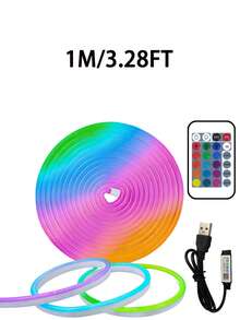 RGB LED Neon Lights With Remote Control, Multi-Color Changing Light Strip For Bedroom Decor, USB Powered Flexible Neon Sign Lighting, Remote & App Control, DIY Shape USB Neon Rope Lights With RGB Segmented Effects, Suitable For Gaming Room, Bedroom, Holiday Decoration - Multi-color light - View 13