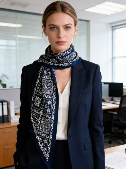 1pc Versatile Cashew Flower Print Scarf/Shawl, Suitable For Daily, Office, And Vacation Wear