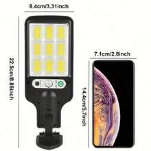 108 COB Sensor Solar Outdoor Wall Light, Outdoor Lighting Smart Floodlight With 3 Lighting Modes, Semi-Embedded Installation, Suitable For Yard, Garden, Fence, Patio, Camping, Street, House, Music Festival, Wedding Season, Party, Mother's Day, Valentine's Day, Back To School, Christmas, Halloween Decoration Lighting - Remote Control/Non-Remote Control Version Available - 黑色 - 查看 7