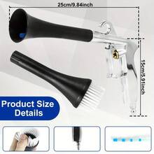 Car Cleaning Gun Dry Blow Cleaning Tool 1/4Inch High Pressure Car Interior Spraying Cleaner Tool With 2 Nozzles Aluminium Alloy Car Cleaning Tool - Silver - View 2
