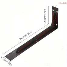 2 Pcs 16 Inches Shelf Bracket Heavy Duty Floating L Shelf Bracket, Powder Coated, Complete Mounting Hardware, Easy Install, Metal Shelf Bracket With Hardware, Black - Black-16 In - View 2