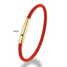 1 chiếc vòng tay bằng dây thép đỏ cổ điển sang trọng, chống thấm nước, trang sức thời trang nam bằng thép titan 3mm-6mm, phụ kiện vòng tay đôi. - Khóa thép không gỉ - Xem 4
