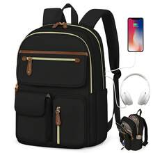 NEWHEY 15.6 Inch Waterproof Men's Laptop Backpack, Large Capacity Teacher Work Travel Bag With USB Charging Port, Lightweight Casual College Student Backpack - Multicolor - View 8