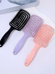 1把黑色野猪鬃毛桨式梳，干湿两用，可用于头皮按摩，男女通用尼龙美发造型梳 - A - 查看 1