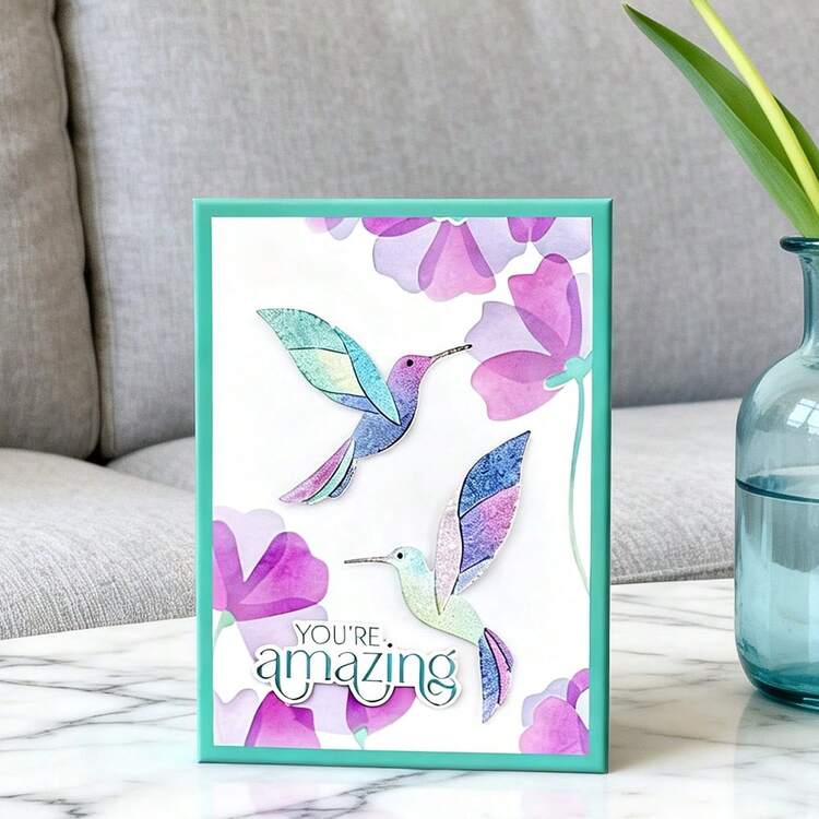 创意蜂鸟模具，DIY剪贴簿相册和压花模板，贺卡制作工具，卡片纸切割工艺品，礼品卡制作模板模切。 - 銀色 - 查看 10