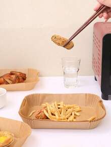 Rectangular Air Fryer Liners | Made Of Non-Stick Oil Paper, Suitable For Dual Basket Air Fryers, Ovens, And Microwaves, Oil And Water Resistant. - View 5