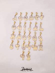 1pc Stainless Steel Two Tone Letter Charms For DIY Jewelry Making Handmade 18K Gold Alphabet Letters Charms Initial Accessories - Pendant - View 4