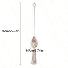 3pcs Handmade Cotton Rope Woven Pineapple Plant Hanging Planter Bags, Suitable For Indoor, Rustic And Outdoor Decor - Beige - View 3