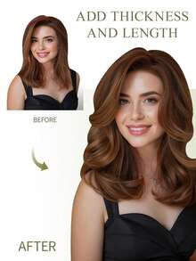DNE HAIR 1 Piece V-Shaped Clip In Hair Extensions Top-V 100% Human Hair Color 4# Middle Brown Straight Hair For Women Easy To Style, Lightweight, Breathable, Invisible Suitable For All Hair Types And Daily Wear& Fashion Lovers - S4 - View 5
