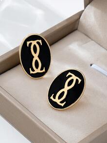 1 Pair European And American Fashion Oval Drop Letter Stud Earrings - Multicolor - View 5