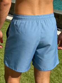 Pantalones cortos de playa casuales para hombres con estampado activado por agua, de secado rápido y ajuste holgado para vacaciones - Azul - Ver 5
