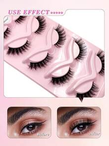 ENCHUW 5 Pairs Cat Eye Lashes,Cross Soft Reusable Faux Volume Fake Eyelashes For Evening Party Makeup Strip Lashes,Lashes,Eyelashes,Fake Lashes - Black - View 4
