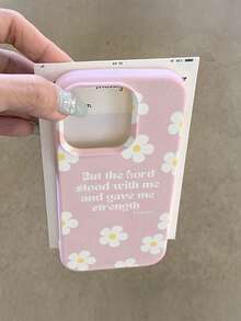 花朵图案单件装，大孔皮革粉色防震手机壳，TPU材质，适合作为节日礼物，兼容苹果Xs/Xsmax/Xr/11/12/13/14/15/16pro/Promax/14/15/16plus/17，男女通用 - 彩色 - 查看 1