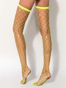 女士水晶丝袜，性感闪亮过膝长袜，钻石网眼紧身裤，大菱形网格图案紧身裤，春夏热销 - 彩色 - 查看 13