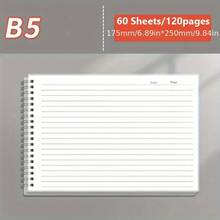 60 Sheets Horizontal Spiral Bound B5 Lined Notebook, Thick Transparent Removable Pages, Suitable For Note-Taking, Copying Quotes - B5 - View 5