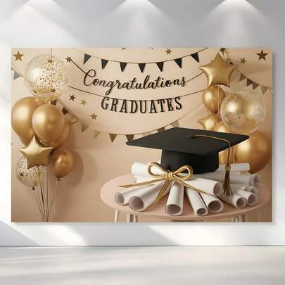 2D Flat, 1-Piece Graduation Banner, Suitable For Graduation Celebration Backgrounds, Parties, Weddings, Photo Walls, Graduation Dances - Easy To Hang Door Decorations, Home Entrance Decorations, 2D Graphic Design