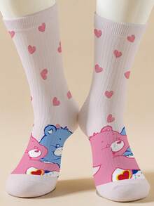 CARE BEARS 1双爱心熊女士个性化袜子，360度数码印花，图案包括可爱的快乐熊、许愿熊、爱心熊、天使熊、生气熊等，时尚简约，适合日常穿着及毕业/生日礼物。 - 彩色 - 查看 2