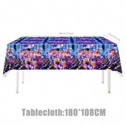 1pc K-Pop Witch Girl Group Theme Party Tablecloth, Birthday Party Decoration, Disposable PE Tablecloth, Suitable For K-Pop Fan Party Decor