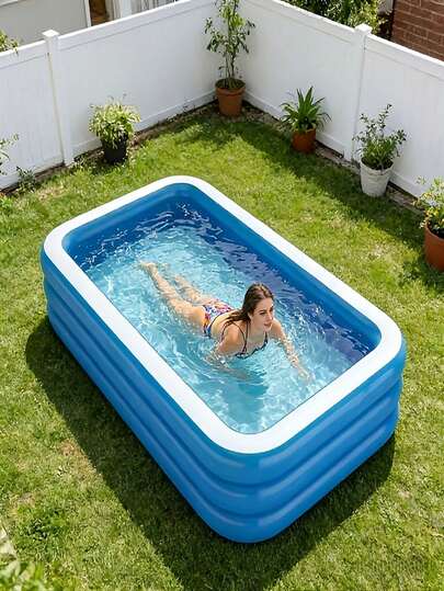 Large Inflatable Swimming Pool, Ocean Design, Cute & Durable PVC Material, Foldable & Portable, Suitable For Family Garden Parties And Backyard Entertainment, Patio Decor Pool, Colorful