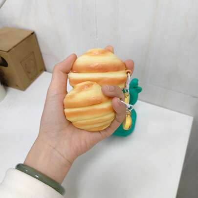 【趣味硅胶保护套】3D牛角面包造型，兼容苹果 1/2/3/4/Pro，创意耳机保护套，电子宠物配件