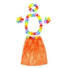Set de 5 piezas Conjunto de disfraz de falda de hierba con de flores hawaianas, traje para celebración de festivales, actuación en el escenario, evento escolar, ensayo de baile en grupo grande (elástico), para disfraz de verano - Multicolor - Ver 23