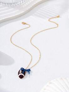 1件装时尚足球蝴蝶结锌合金吊坠项链（女士款） - 項鍊 - 查看 7