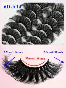 ENCHUW 10 Pairs Synthetic False Eyelashes, 3D Multi-Layered Fluffy & Thick Lashes, 25mm Dramatic Cat Eye Style, Suitable For Beginners, Reusable & Lightweight - Black - View 2