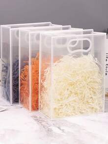 20pcs/10pcs/3pcs/1pc Transparent Gift Bags, (Ribbon Not Included) Minimalist Hollow Handle Design PVC Gift Packaging Bags, Suitable For Parties, Weddings, Birthdays, Shopping, Minimalist Home Decor, Transparent Handle Gift Bags, Transparent Wedding Gift Bags, Group Purchase Gift Bags, Holiday Party Supplies, Easter Gifts, Christmas Gifts, Reusable Transparent PVC Gift Packaging Bags, Ribbon Not Included - Multicolor - View 2