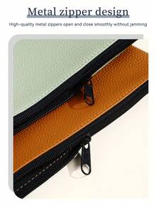Zipper Leather File Bag,9.42*8.07Inches,Waterproof A5 Storage Bag, Office Document Bags Students Files Category Bag,Bill Storage Bag,Travel Storage,Ladies' Storage Bag - Single Piece - View 7