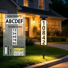 2pcs Outdoor Solar Mailbox Light With Pole, Dual-Mode Design, 1200Mah,Easy Installation, LED Address Sign For Home And Mailbox, Modern Lighting Technology, Glow-In-The-Dark Numbers, A Must-Have For Homeowners - Đèn số nhà năng lượng mặt trời nâng cấp - Xem 6