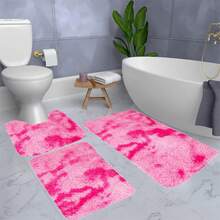 Bathroom Rug Mat Set 3/4/5 Piece, Mixed Color Bath Mat Set, Non-Slip Ultra Soft Carpet Mats, Water Absorbent With U-Shaped Toilet For Bathroom, Tub, Shower, Thick Bathroom Mat, Machine Washable Bath Mat For Bathroom Floor - Hồng - Xem 14